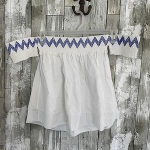 Rebecca Minkoff off shoulder white chevron top S